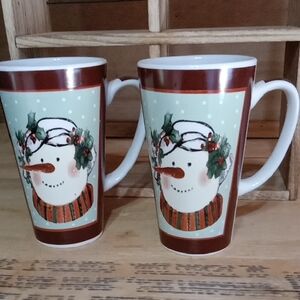 Festive Snowman Mugs - Set of 2